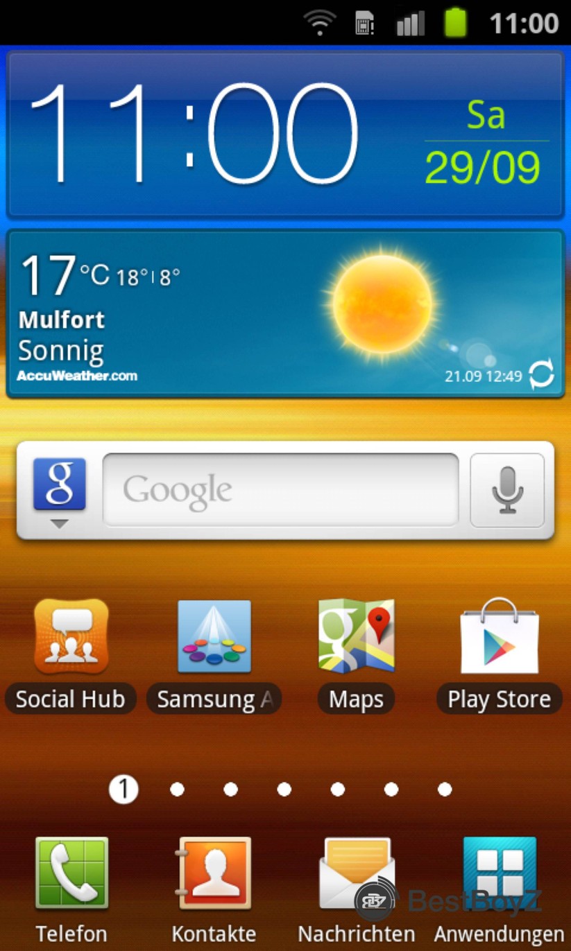 Homescreen des GT-I9070 Galaxy S Advance