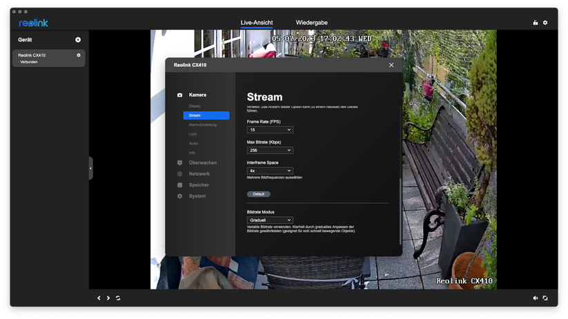 Reolink CX410: Desktop-App