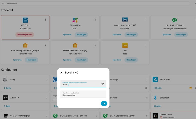 Bosch Raumthermostat II 230V: Integration in Home Assistant bei Betrieb mit Bosch Smart Home Controller II