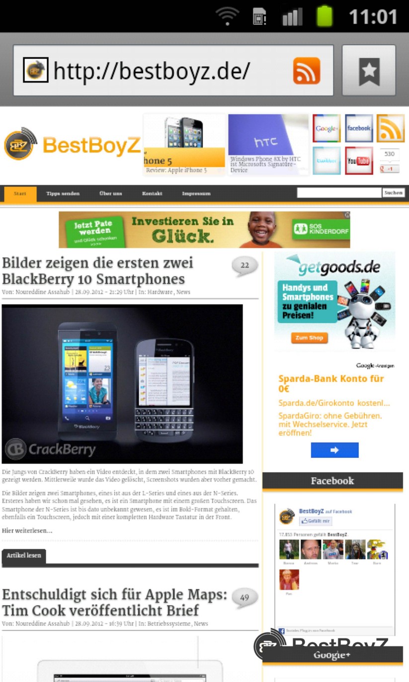 Browser des GT-I9070 Galaxy S Advance