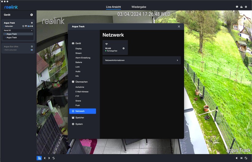 Reolink Argus Track: Konfiguration mit Desktop-App