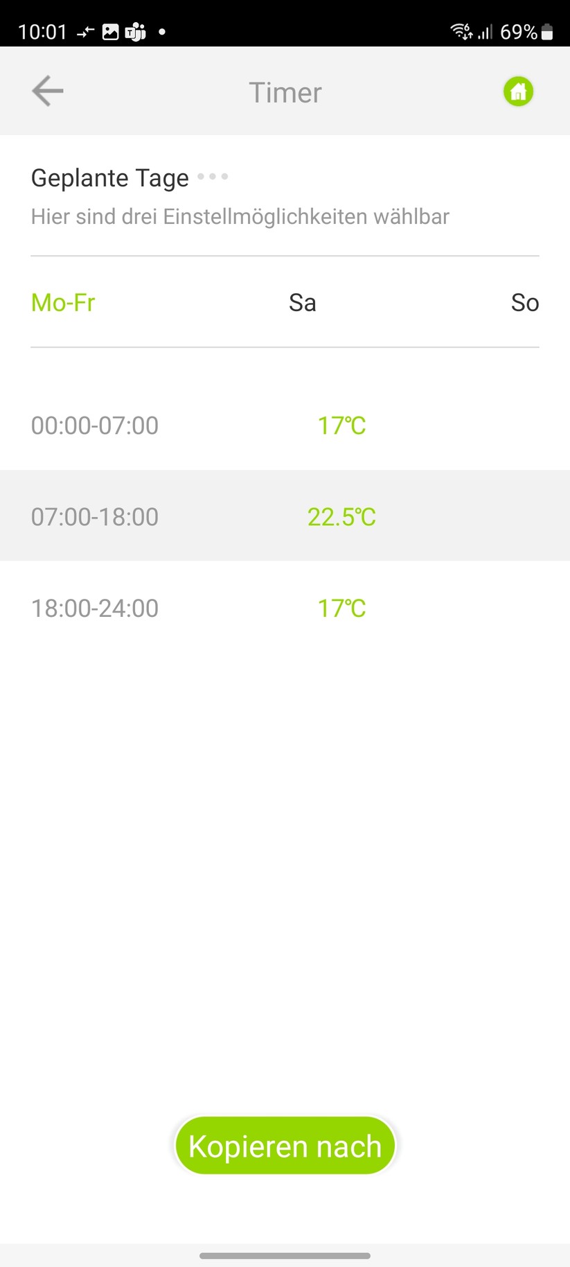  App-Einstellungen und Heizpläne