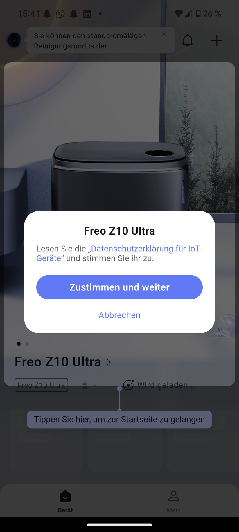 Narwal Freo Z10 Ultra – App