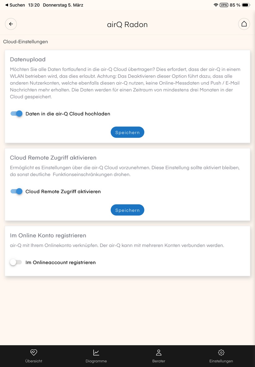 Die Air-Q-App überzeugt nicht nur mit einer übersichtlichen Darstellung der gemessenen Sensorwerte, sondern auch mit detaillierten Erläuterungen. 
