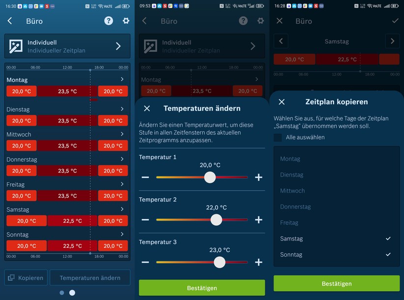 Bosch Raumthermostat II 230V: Mit der Bosch-App Smart Home können Anwender das Thermostat steuern und zum Beispiel Heizpläne anlegen.