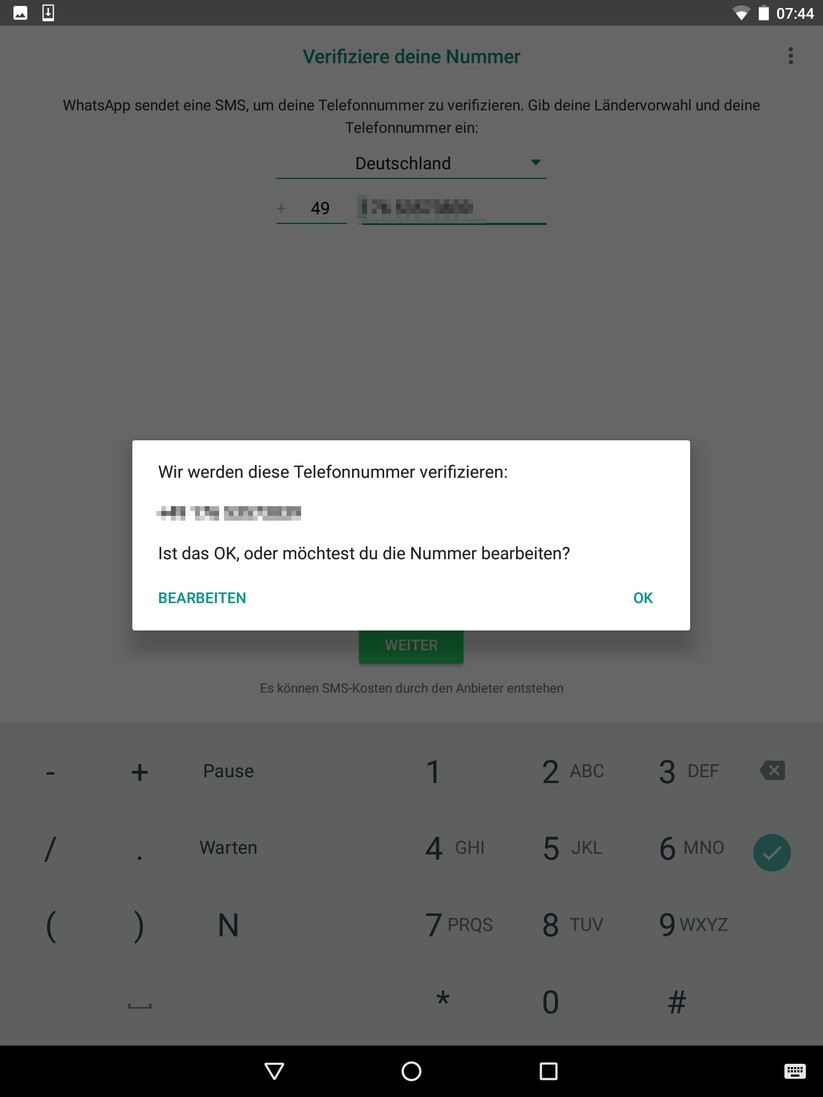 WhatsApp auf einem Android-Tablet installieren