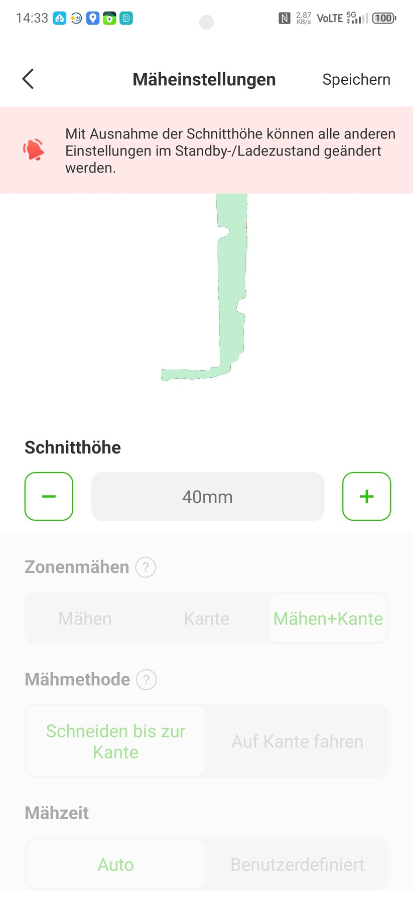 Roboup Raccoon 2 SE: Die Roboup-App liegt auf Deutsch und ist übersichtlich, sodass man den Mähroboter leicht konfigurieren und Zeitpläne erstellen kann.