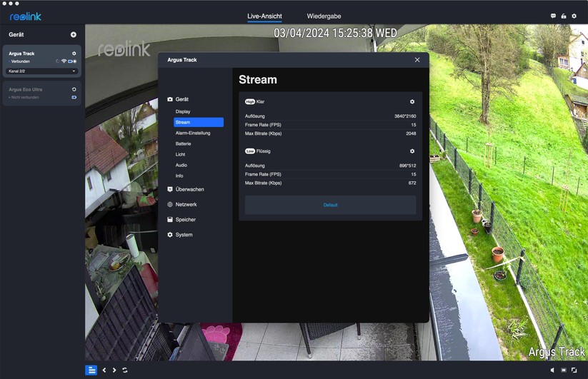 Reolink Argus Track: Konfiguration mit Desktop-App