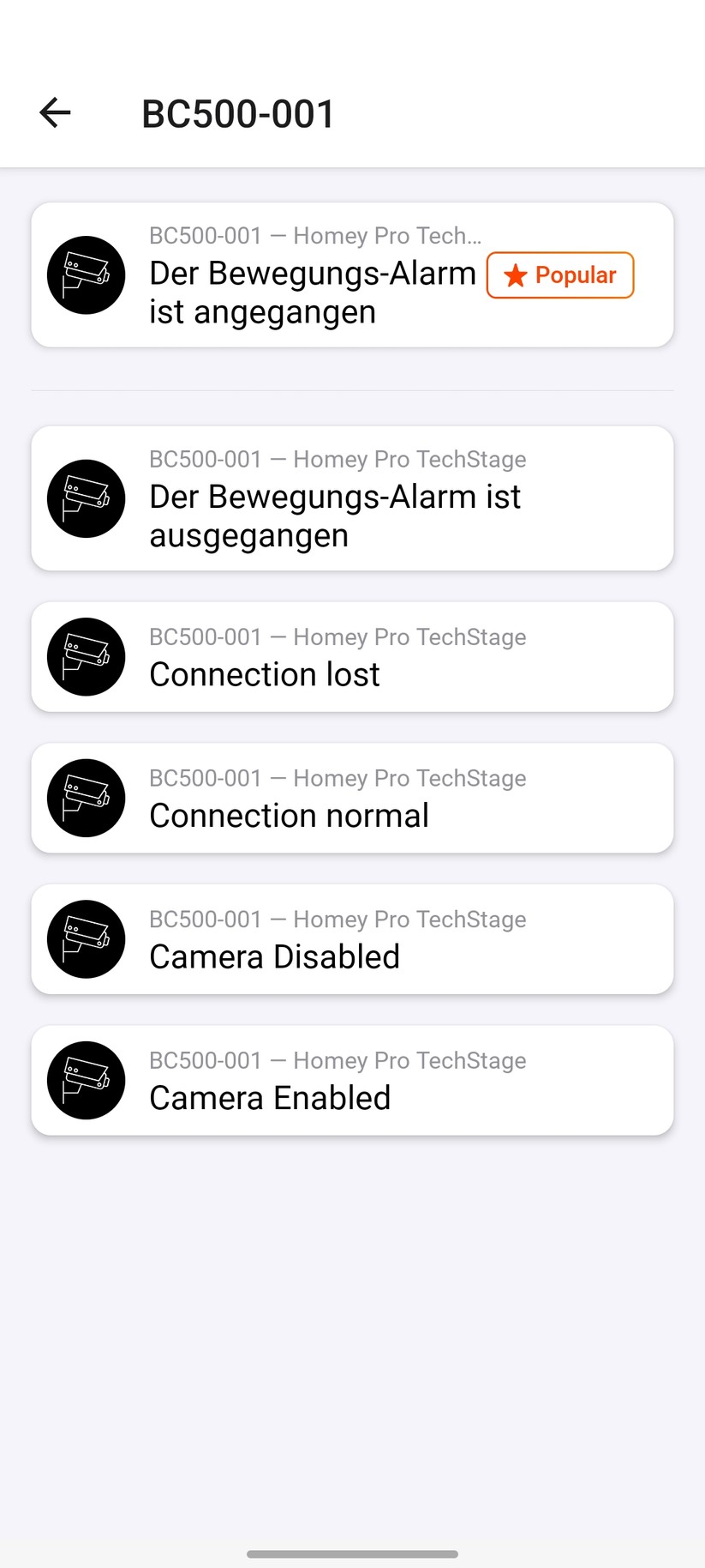 Synology BC500: Integration in Homey Pro