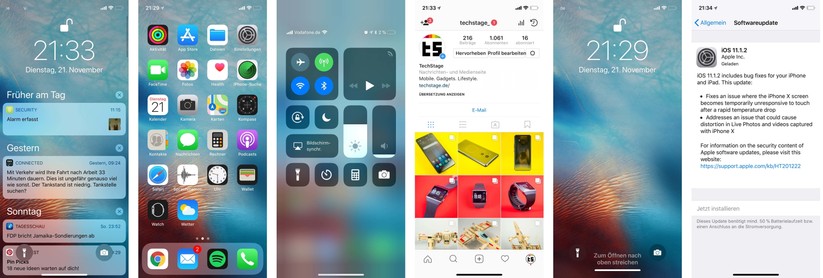 Das iOS 11 wurde für das iPhone X angepasst: Es reagiert auf Wischgesten zum Wechseln von einer App zu einer anderen oder zum Schließen von laufenden Applikationen.