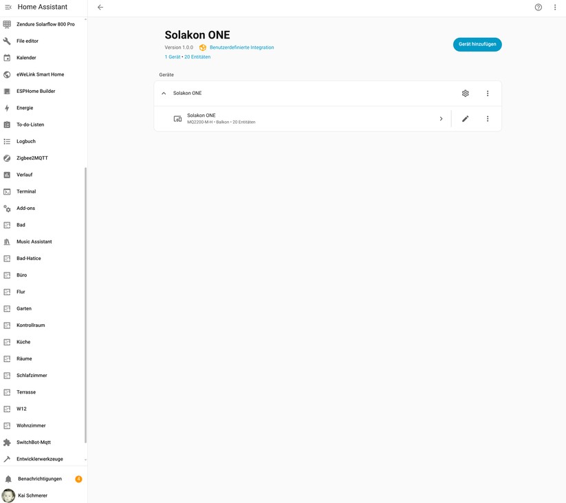 Solakon One: Integration in Home Assistant