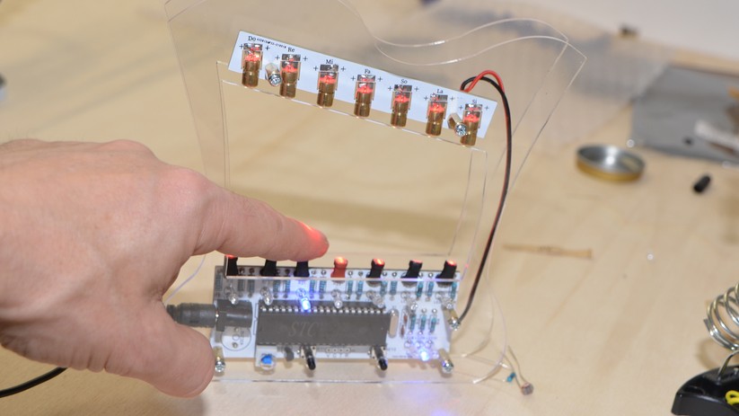 Eine selbst zusammengelötete Laser-Harfe.