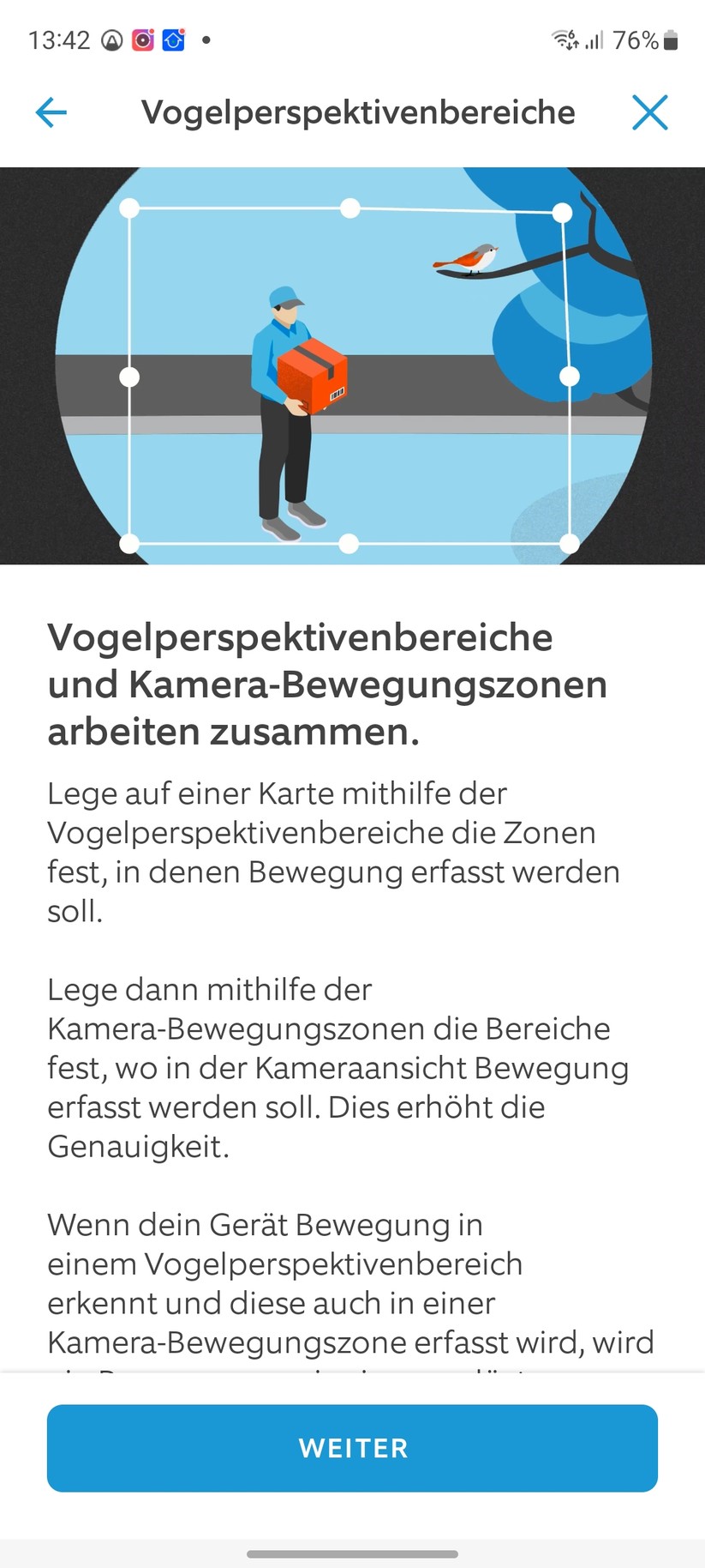Ring Stick Up Cam Pro Akku: Die Einrichtung ist einfach und bietet viele Erläuterungen zur Kamera. Vorbildlich.