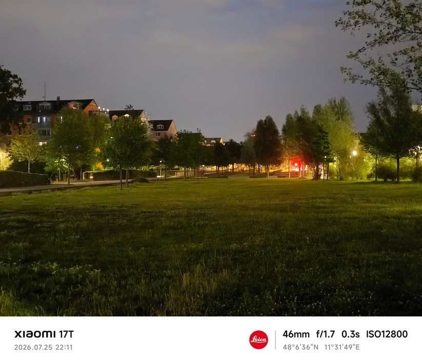 Xiaomi 17T: Hauptkamera bei Nacht (2x Zoom)