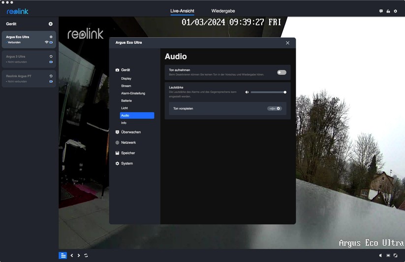 Reolink Argus Eco Ultra: Einstellungen mit Desktop-App