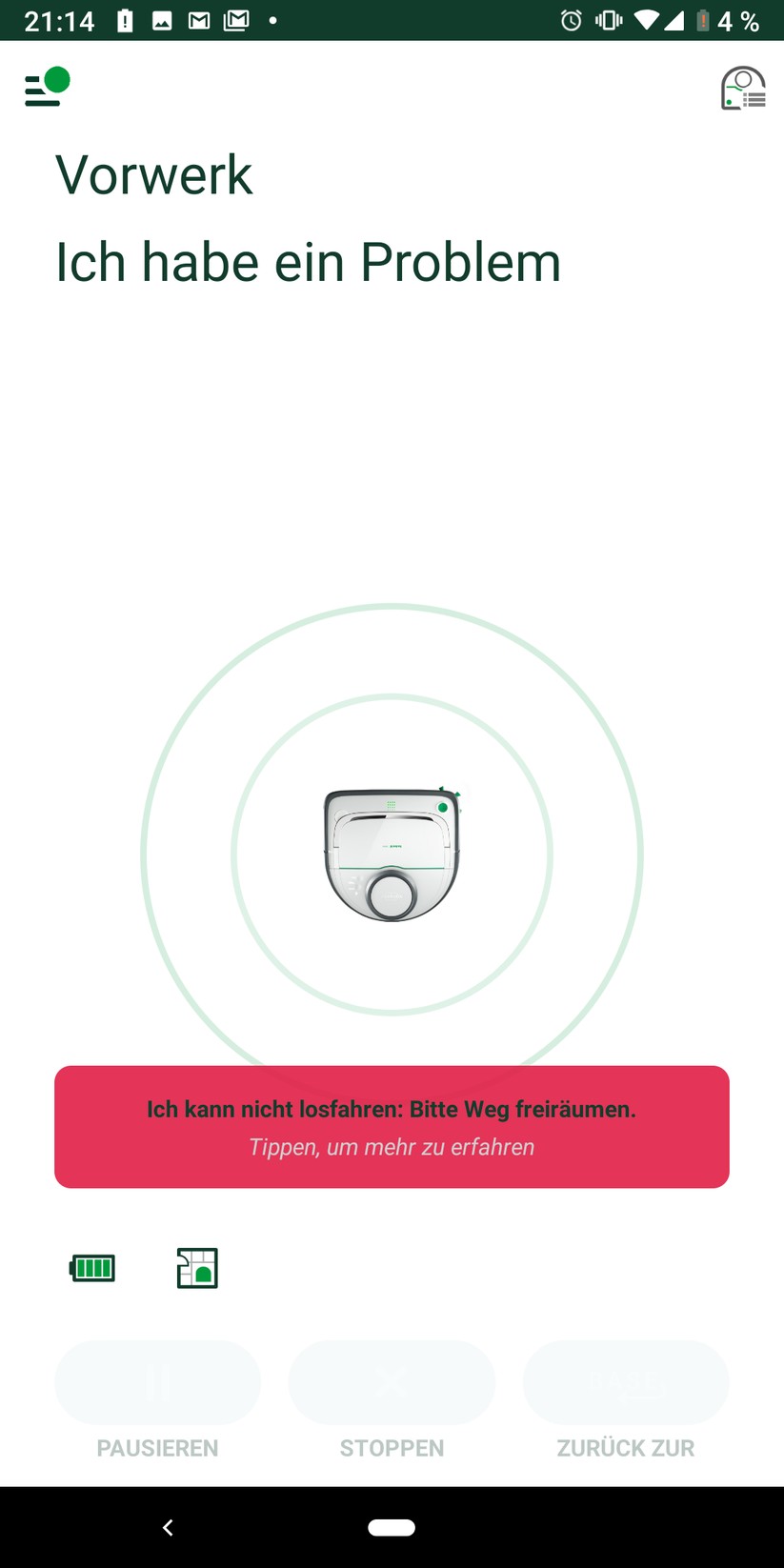 Bei einem Problem meldet sich der Kobold VR300 …