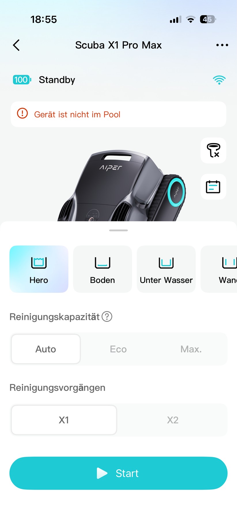 Aiper Scuba X1 Pro Max - Bilder App