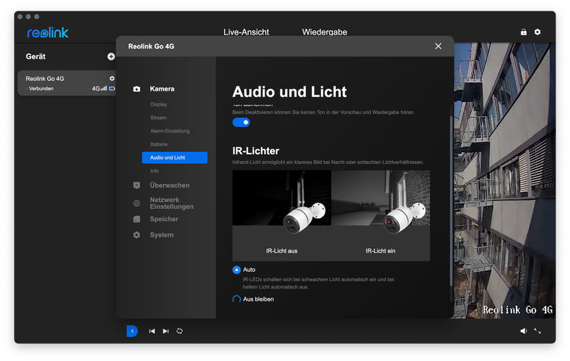 Reolink Go 4G/LTE: Desktop-Anwendung
