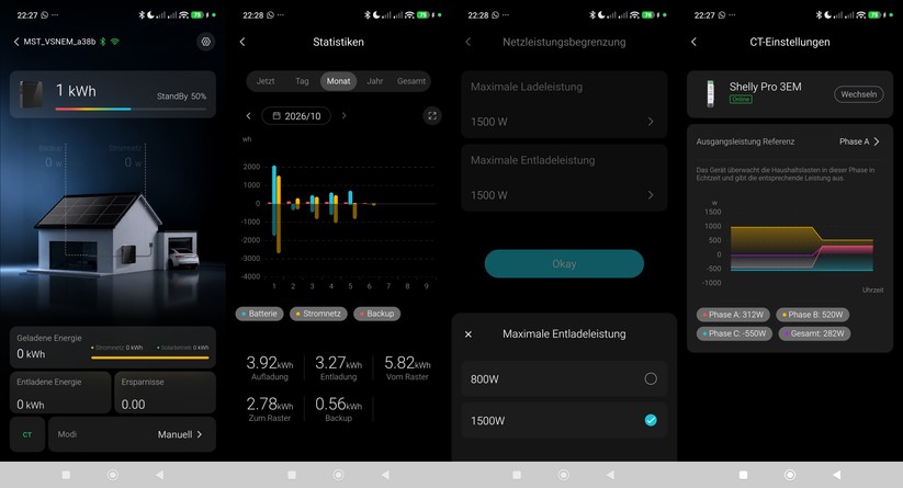 Die Marstek-App erlaubt eine einfache Steuerung des Venus Mini E und liefert Daten zum Betriebsgeschehen.
