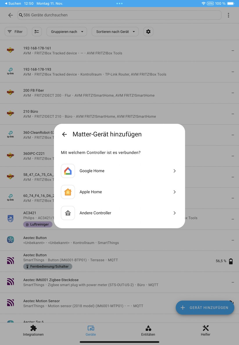  Integration per Matter in Home Assistant
