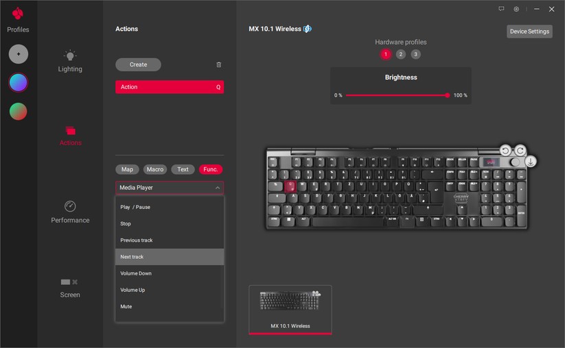 Cherry Xtrfy MX 10.1 Wireless - Bilder App