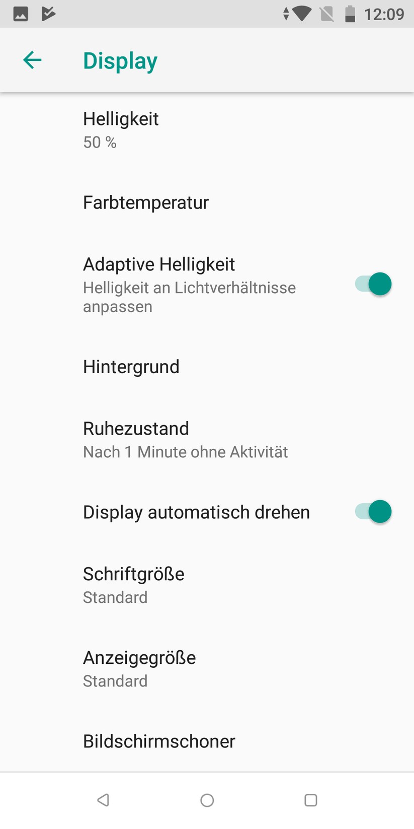 Einstellungen des Displays