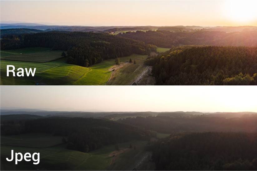 Der Unterschied zwischen JPG-Foto und RAW-Format ist deutlich.