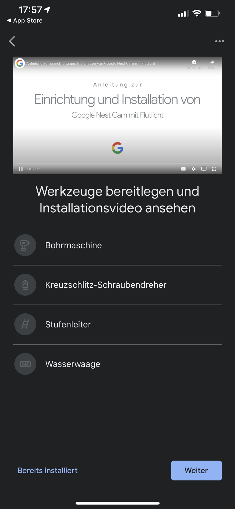 Google Home App für Nest Floodlight 