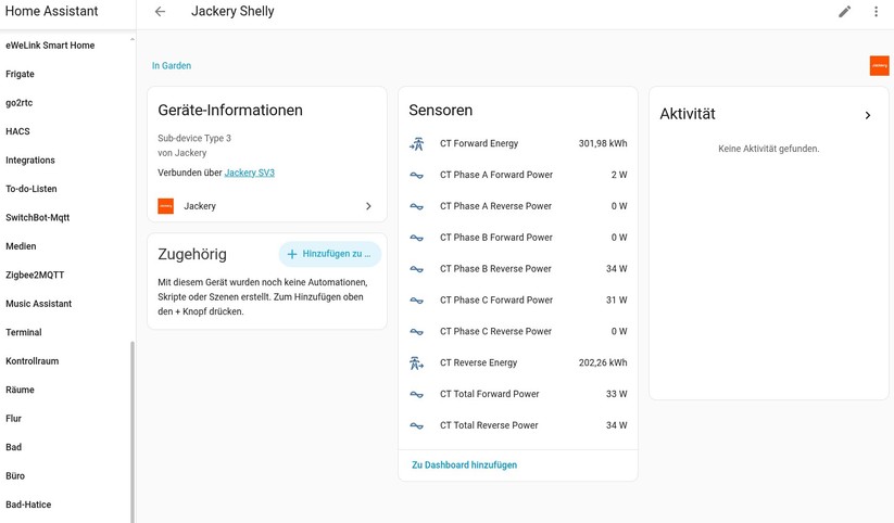 Jackery Solarvault 3 Pro: Per MQTT wird der Jackery Solarvault 3 Pro in Home Assistant eingebunden.