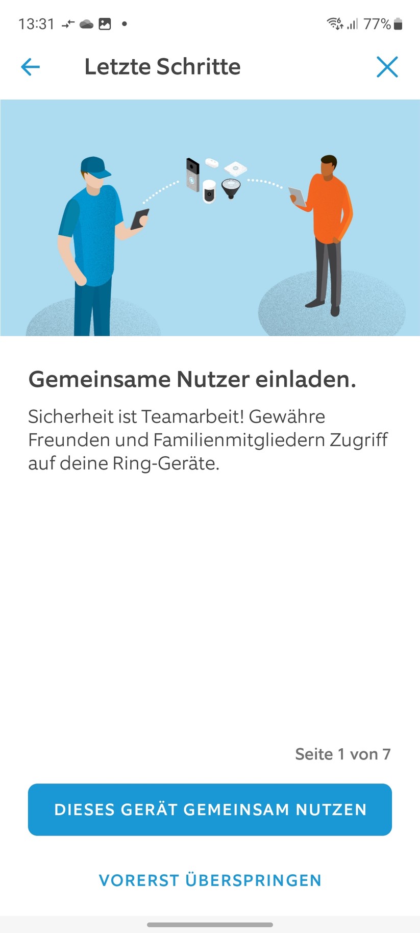 Ring Stick Up Cam Pro Akku: Die Einrichtung ist einfach und bietet viele Erläuterungen zur Kamera. Vorbildlich.