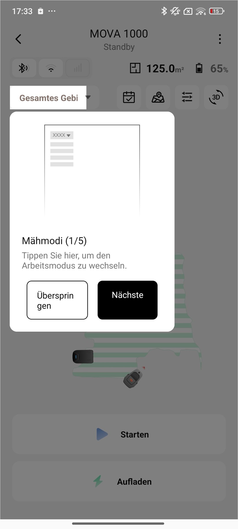 Mova 1000 – Einrichtung