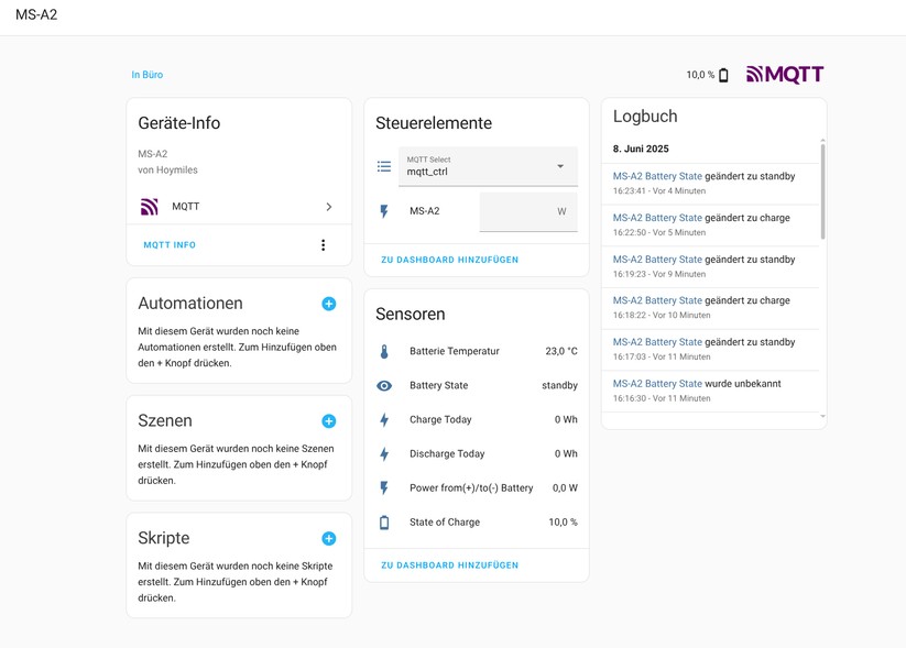  Integration in Home Assistant über MQTT.