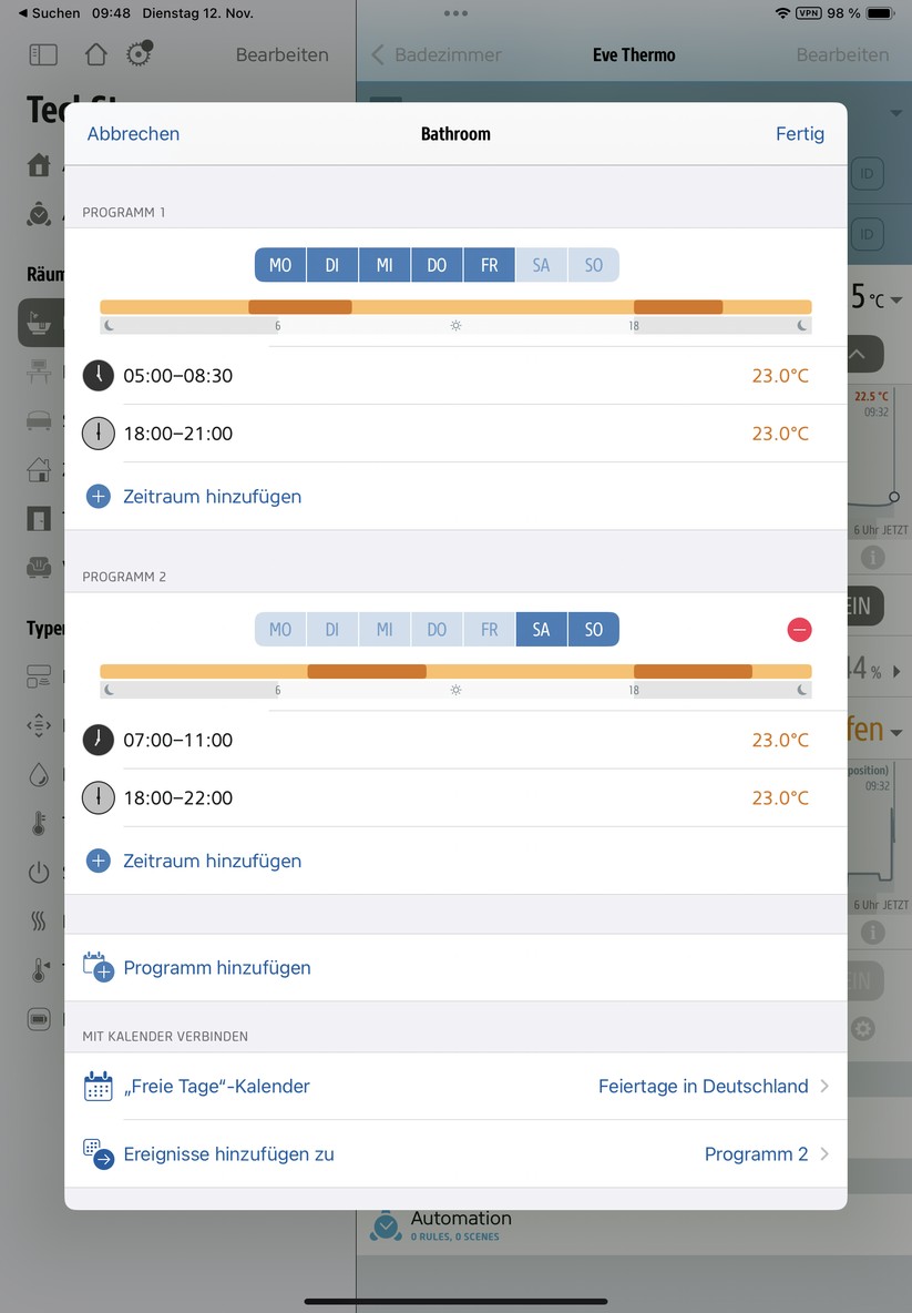 Eve Thermo: Konfiguration mit Eve-App