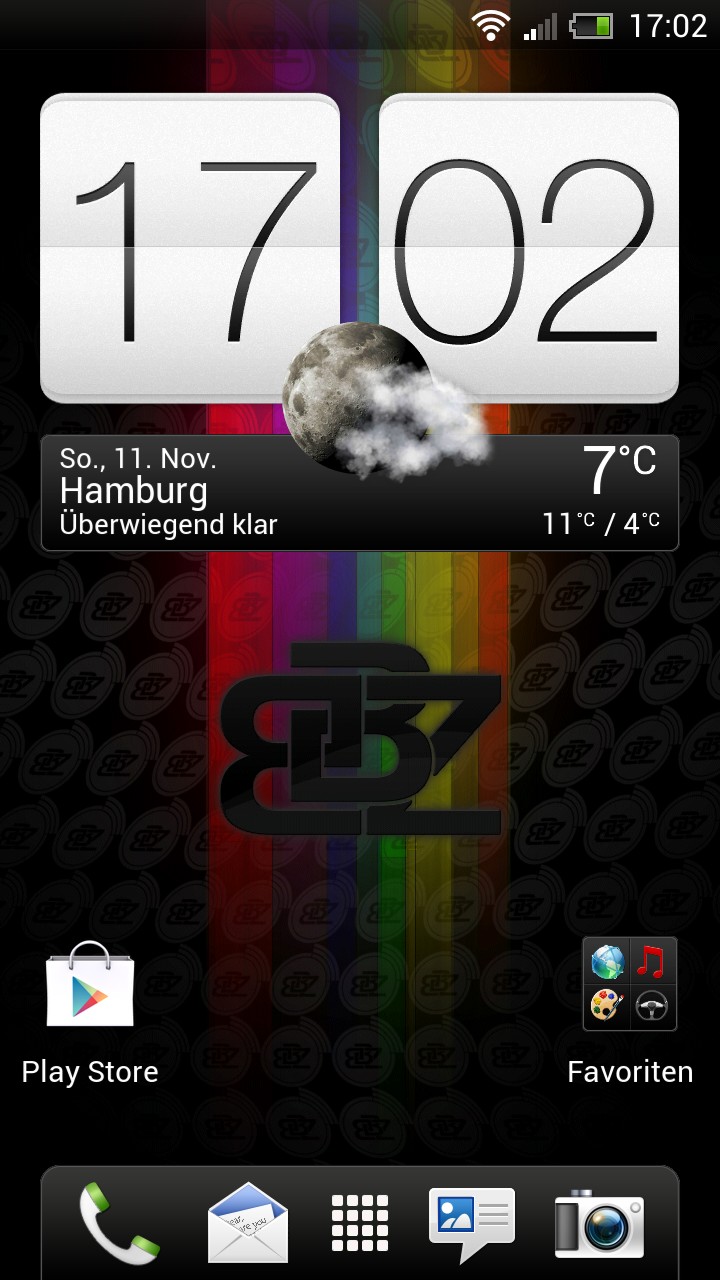 Der erste Homescreen in HTC Sense 4+ auf dem HTC One X+