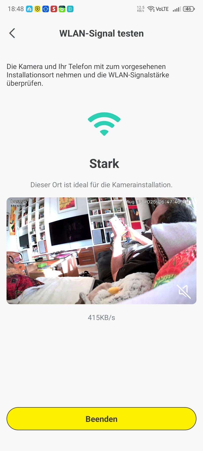 Die Inbetriebnahme der Überwachungskamera erfolgt mit der App Baseus Security