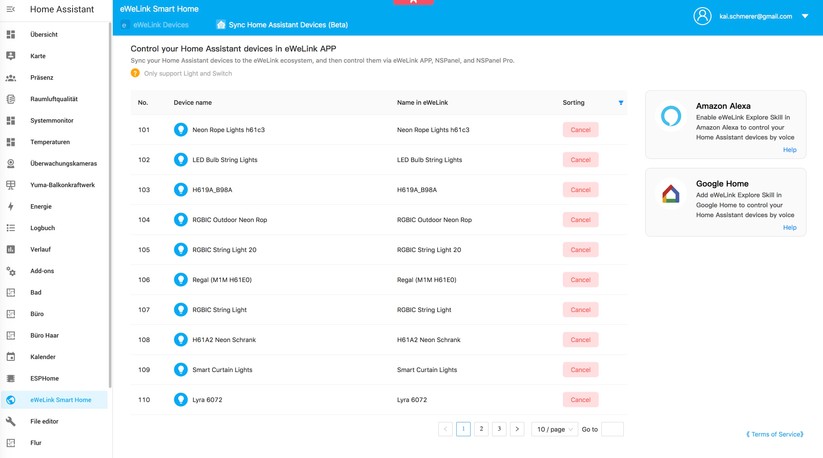 Sonoff NSPanel Pro: Über die Ewelink-Integration kann man Leuchten und Schalter, die in Home Assistant angelernt wurden, vom 4-Zoll-Touch-Display aus steuern.