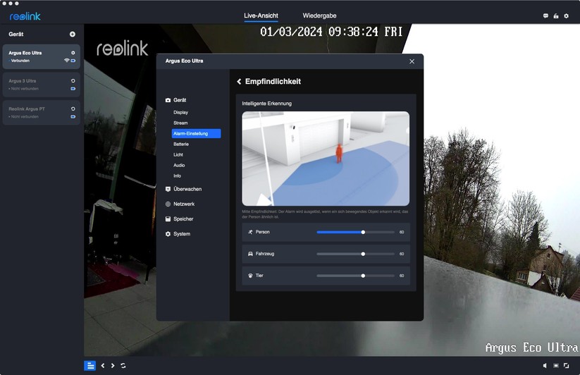 Reolink Argus Eco Ultra: Einstellungen mit Desktop-App