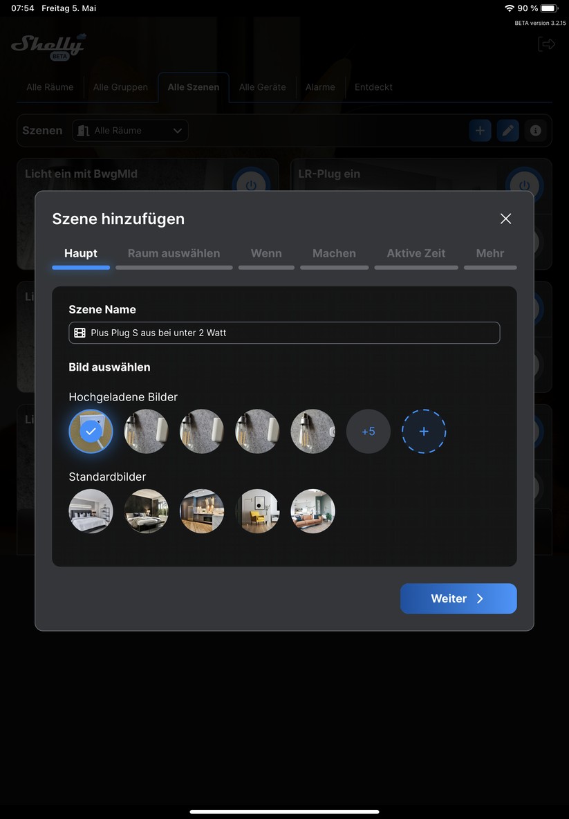 Über Szenen können Anwender den Zwischenstecker Plus Plug S ausschalten, wenn der Energieverbrauch etwa unter 2 Watt fällt. So lässt sich der Standby-Verbauch minimieren. 