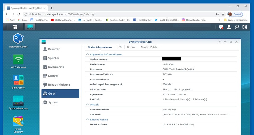 Nicht alle Programme aus dem Paket Zentrum haben im Arbeitsspeicher des Synology MR2200ac Platz. Man kann sie aber auf einen USB-Stick am Router auslagern (Bild: Harald Karcher).