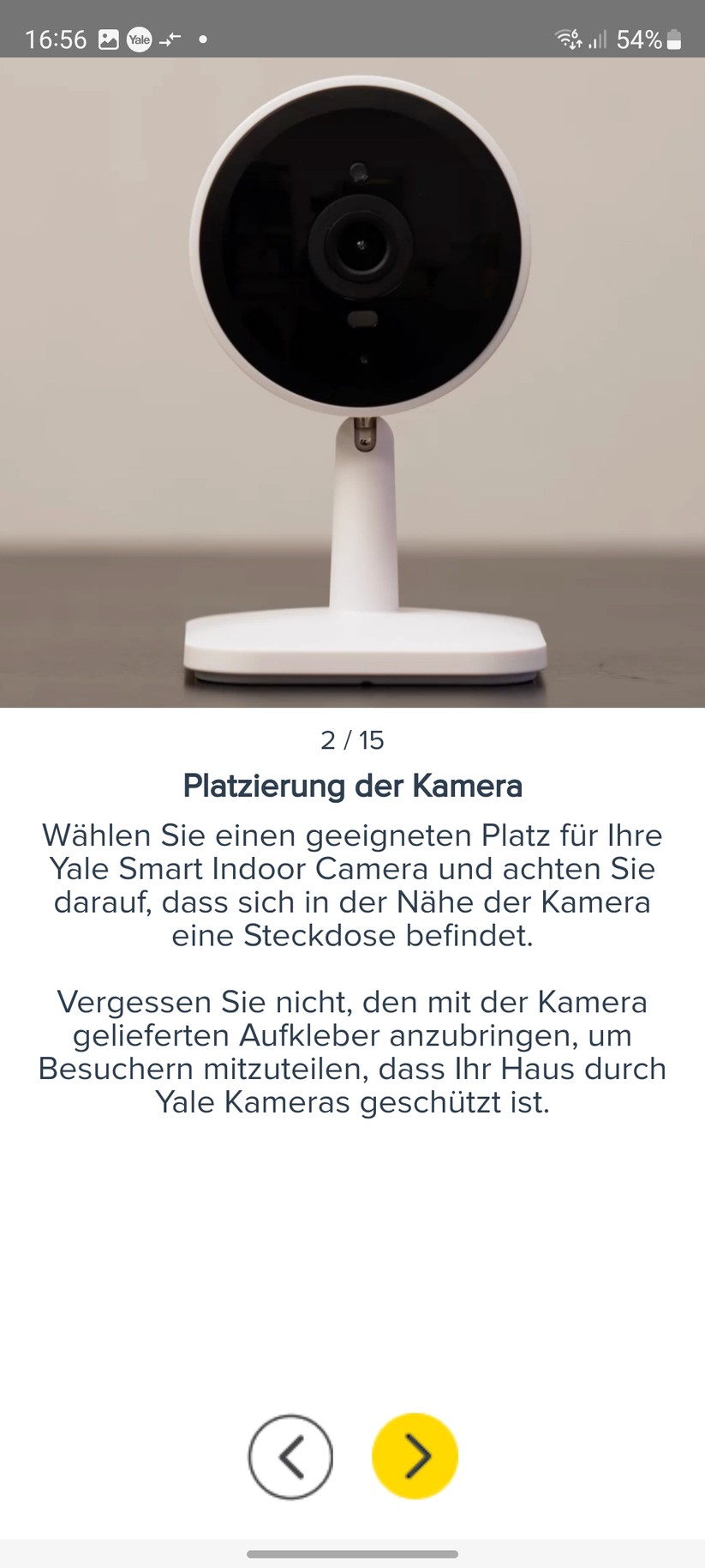 Yale Smart Indoor Camera: Einrichtung