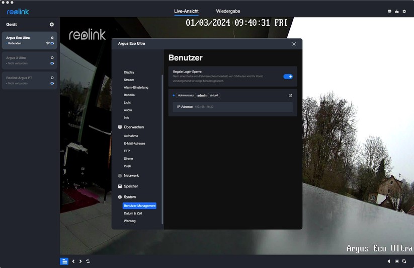 Reolink Argus Eco Ultra: Einstellungen mit Desktop-App