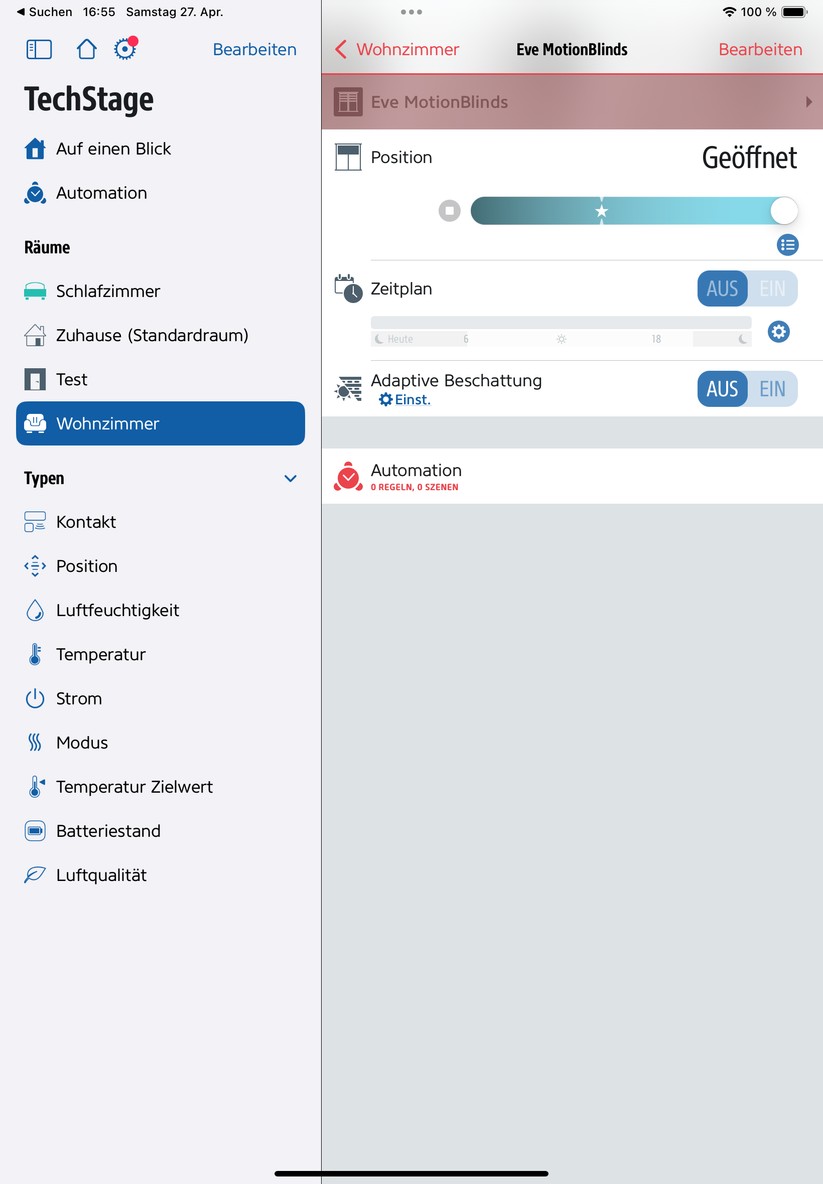 Eve Blinds Collection: Die Einrichtung mit der Eve-App ist schnell erledigt. 