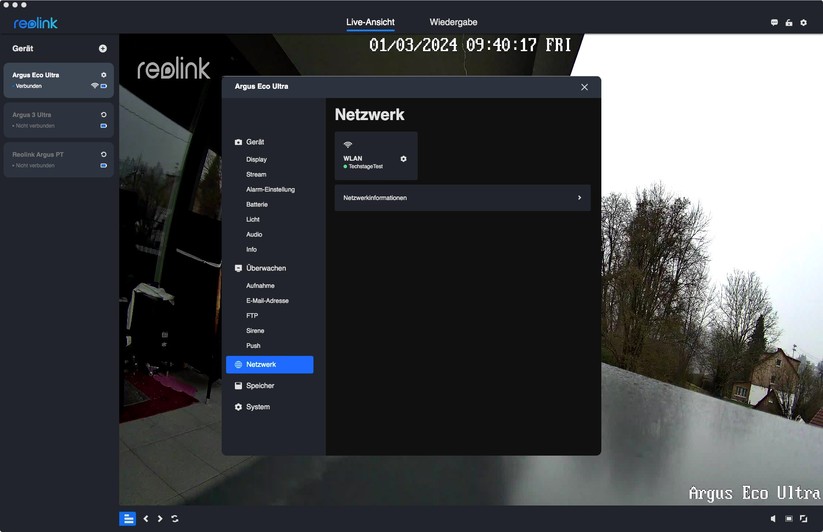 Reolink Argus Eco Ultra: Einstellungen mit Desktop-App