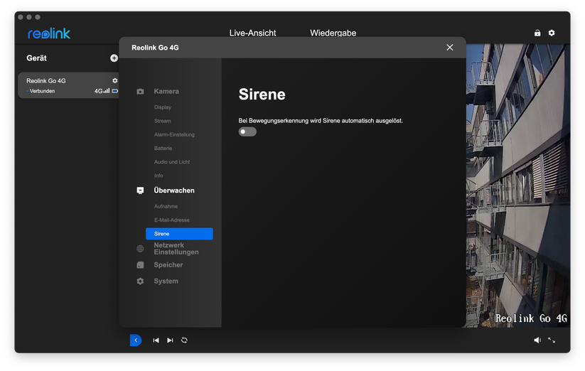 Reolink Go 4G/LTE: Desktop-Anwendung