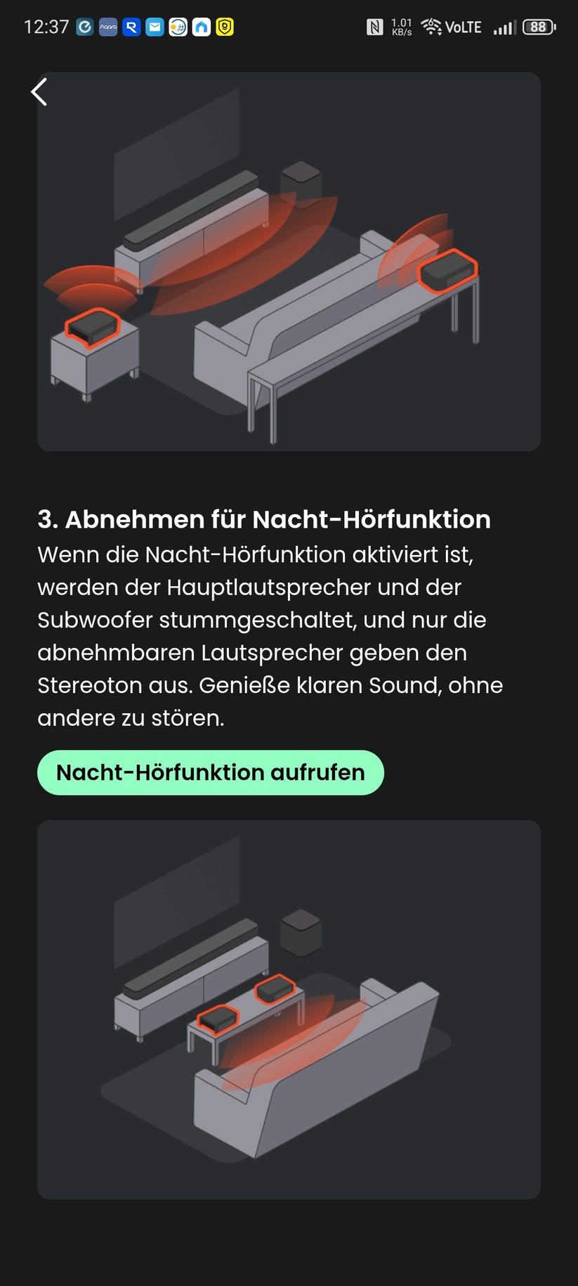 Die App JBL One bietet nicht nur umfangreiche Hilfen zur Abstimmung und Aufstellung der Soundbar, sondern integriert auch zahlreiche Streamingdienste.