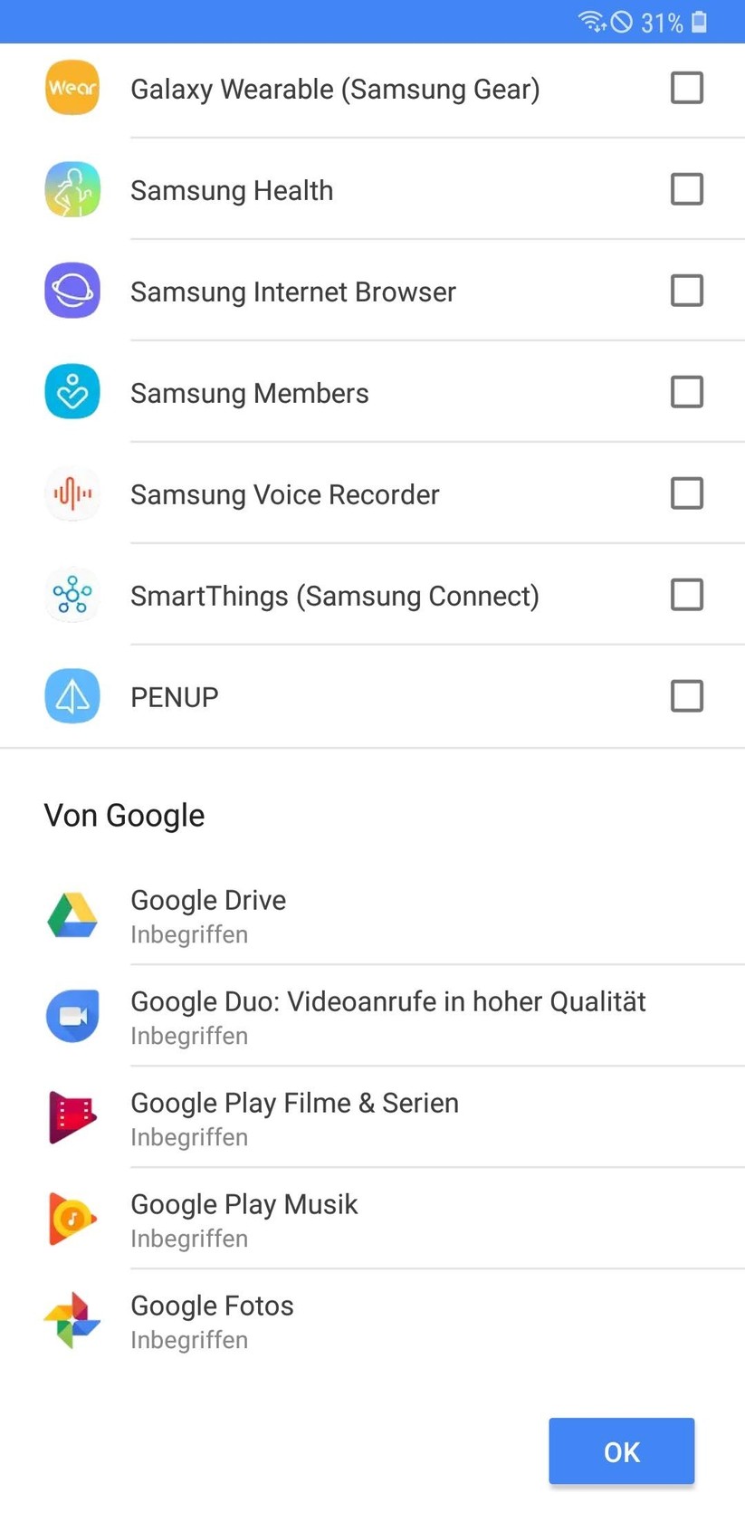 Danach will der Einrichtungsassistent auch Google-Apps installieren