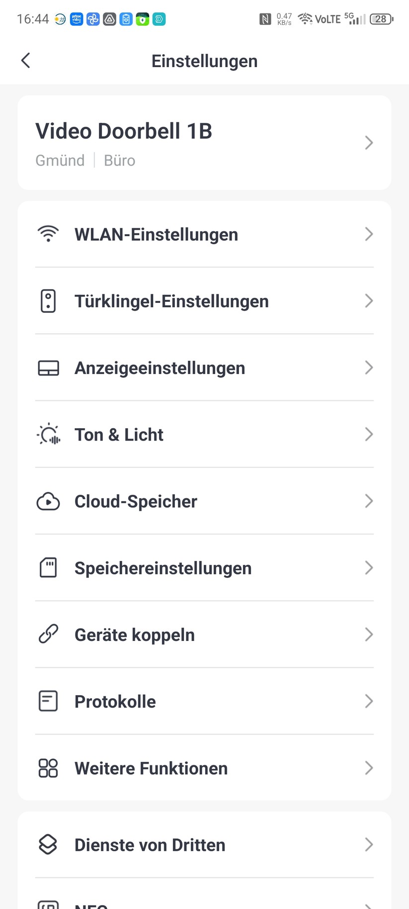 Einstellungen in der Switchbot App