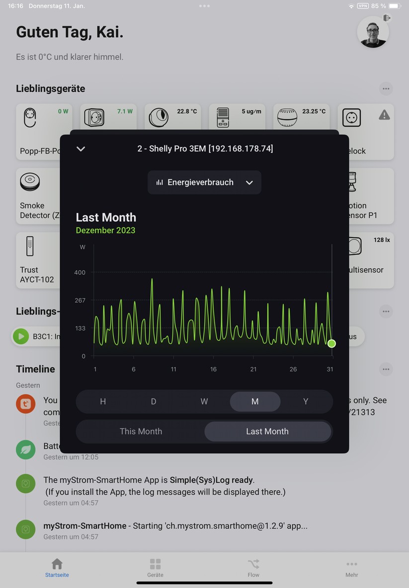 Statistische Auswertungen gehören ebenfalls zum Leistungsumfang von Homey Pro