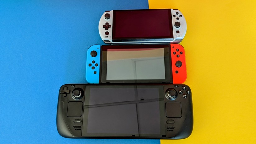 Steamdeck, Nintendo Switch und GPD Win 4 im Größenvergleich