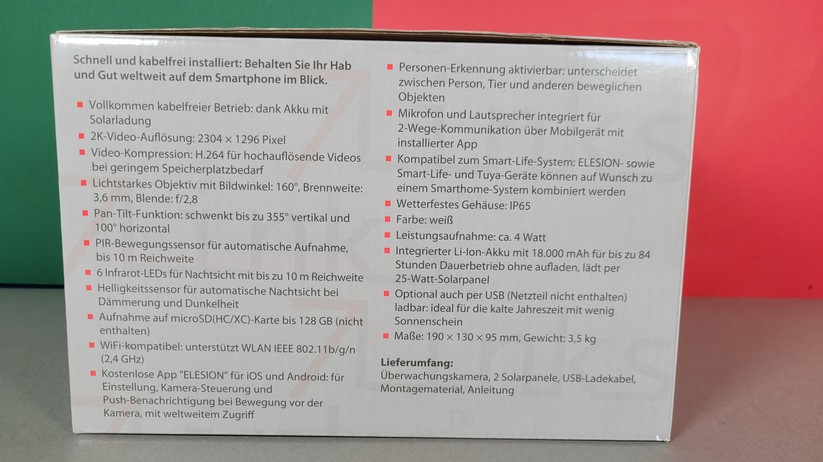 7Links IPC-750 (ZX-5302). Obwohl auf der Verpackung von einer Personenerkennung die Rede ist, bietet die App keine entsprechende Option. In der Praxis wird man daher den einer oder anderen Fehlalarm registrieren.